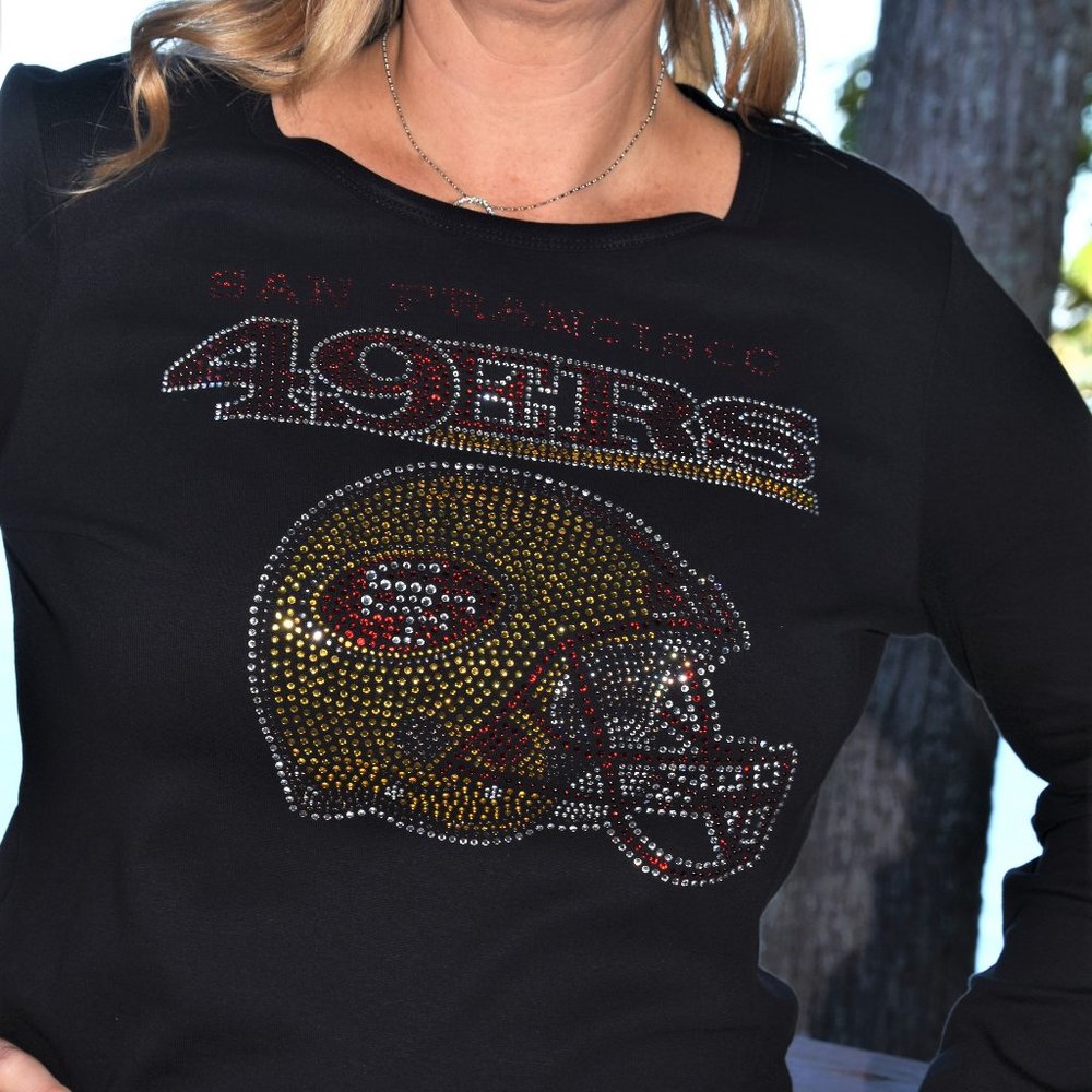 49ers rhinestone long sleeve shirt  XS S M L XL XXL …